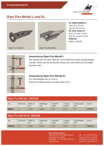 Gips-Fixx Metall L und XL