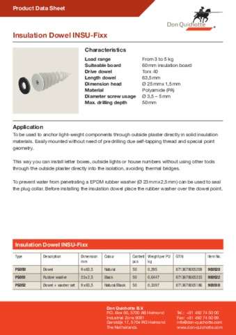 Insulation Dowel INSU-Fixx