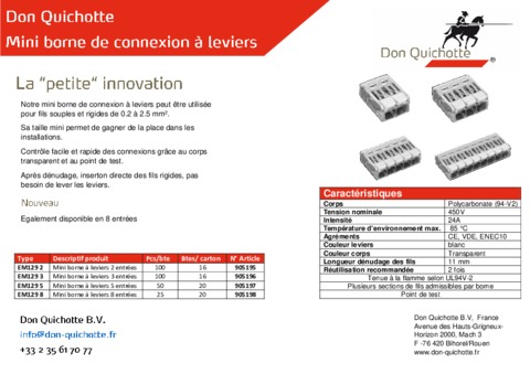 Mini borne de connexion à leviers