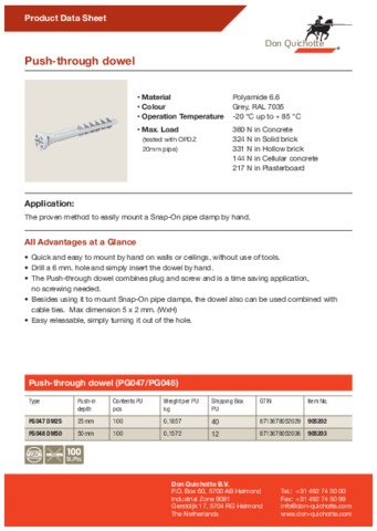 Push-through dowel