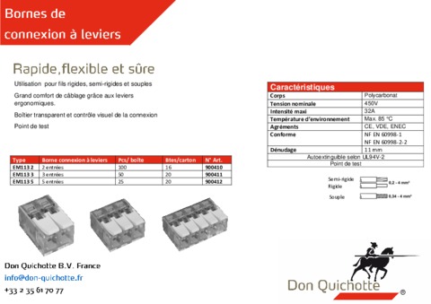 Bornes de connexion à leviers