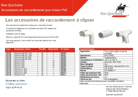 Accessoires de raccordement pour tubes PVC