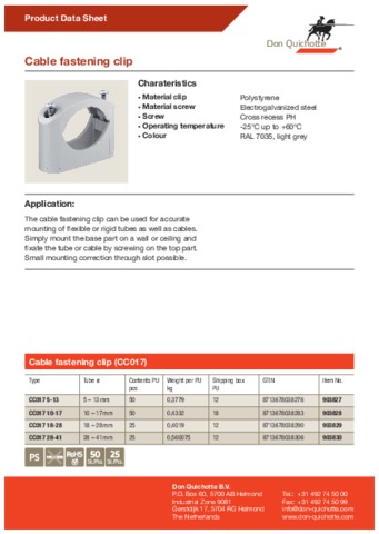 Cable fastening clip