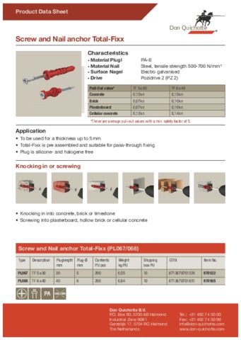 Screw and Nail anchor Total-Fixx
