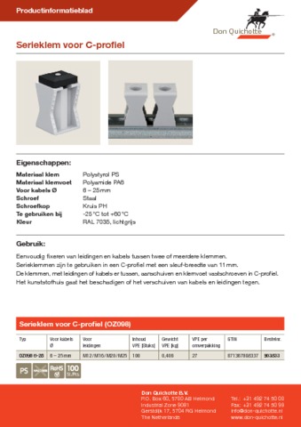 Serieklem voor C-profiel Serieklem voor C-profiel