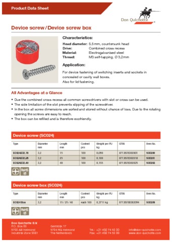 Device Screw/Device Screw Box Device Screw/Device Screw Box