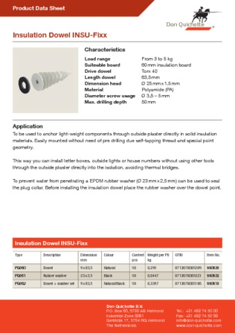 Insulation Dowel INSU-Fixx Insulation Dowel INSU-Fixx